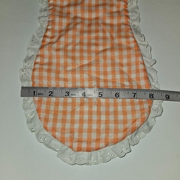 Orange Peach White Gingham Plaid Burp Cloth Lace Trim Strawberry Patch Atlanta - Picture 6 of 6